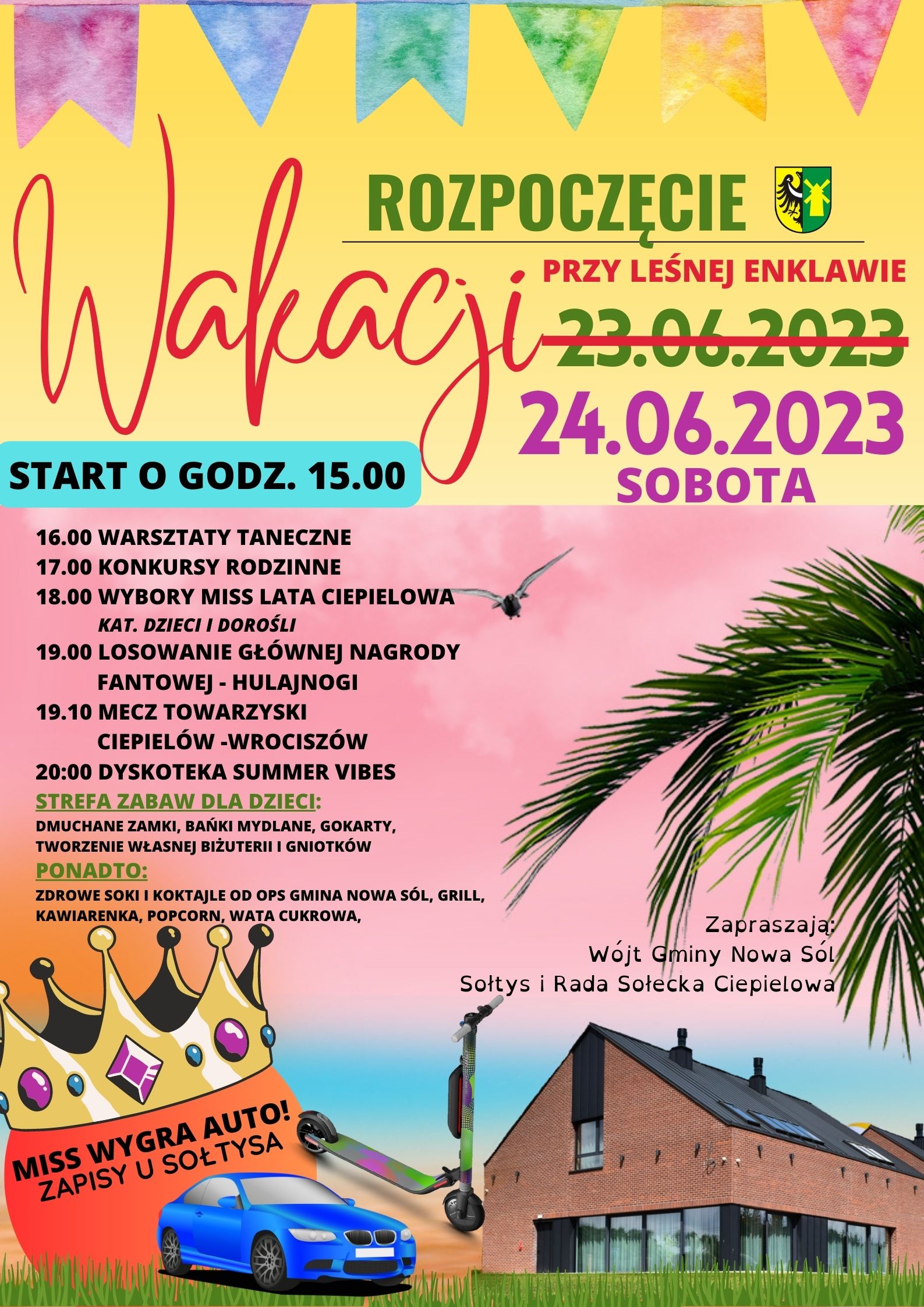 plakat z programem festynu w Ciepielowie